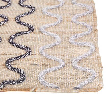 Beige Jute Area Rug 140 x 200 Geometric Pattern Rustic