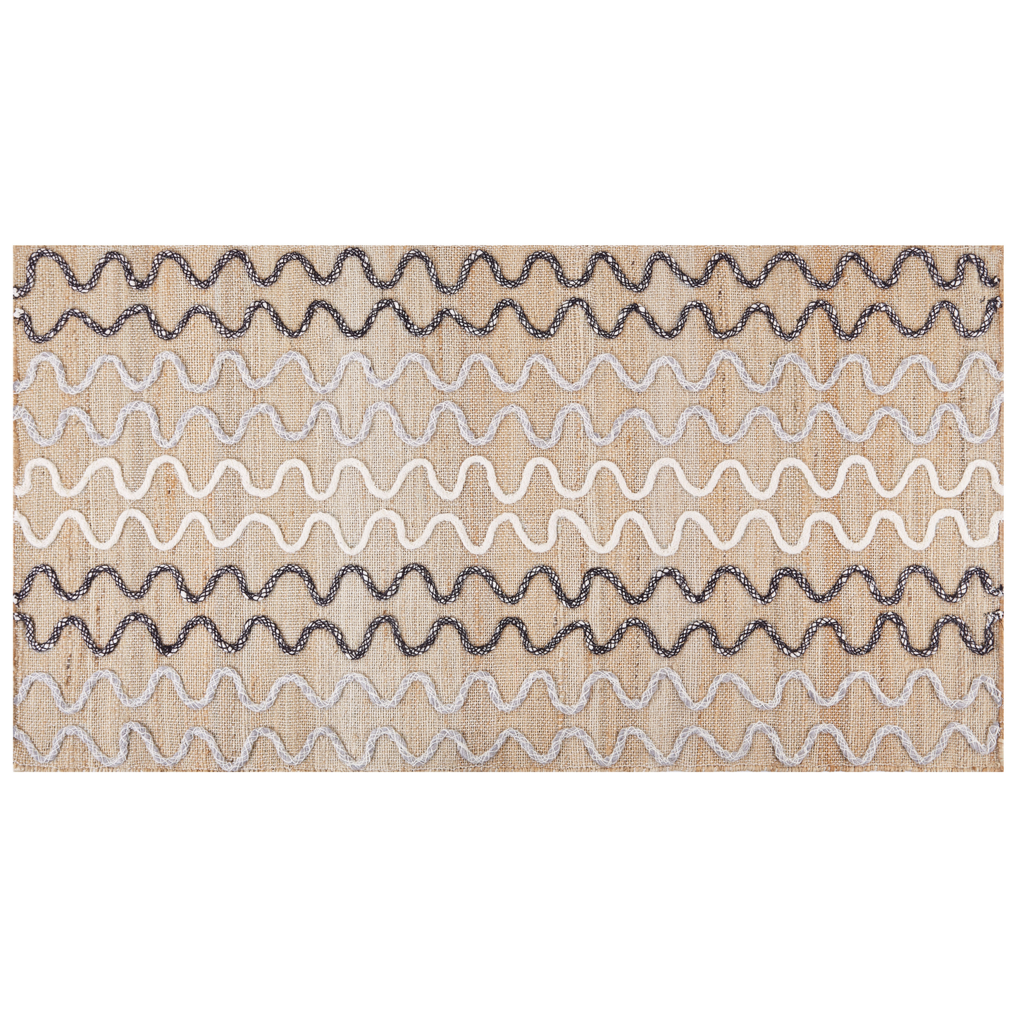 Rustic Boho Jute Geometric Area Rug 80 x 150 Beige
