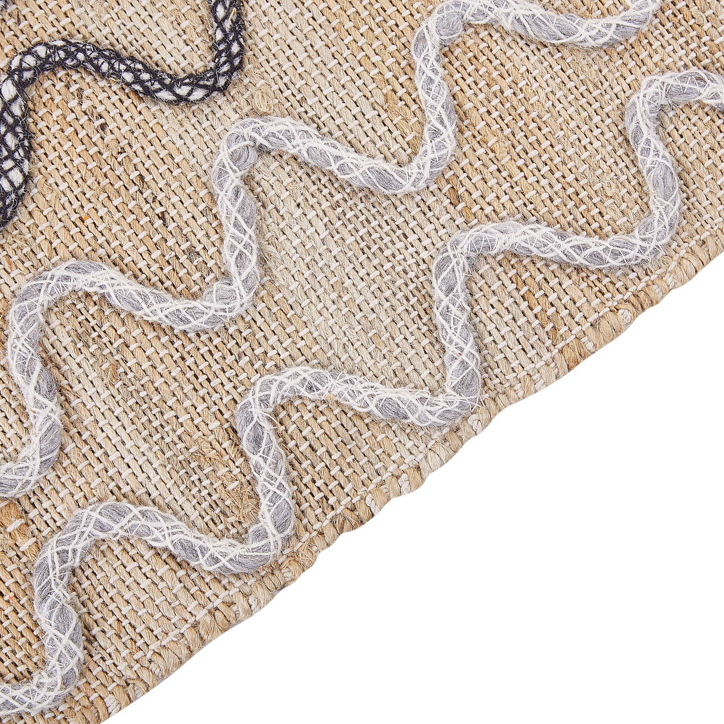Rustic Boho Jute Geometric Area Rug 80 x 150 Beige