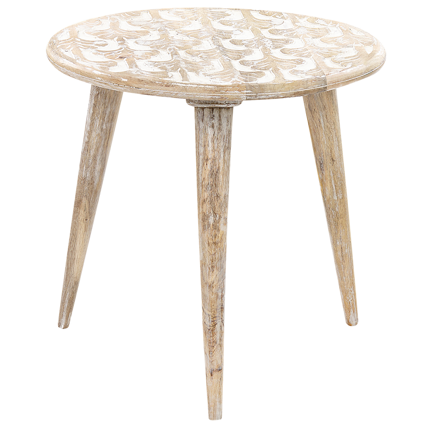 Nest Of 2 Side Tables Light Mango Wood Handmade Distressed
