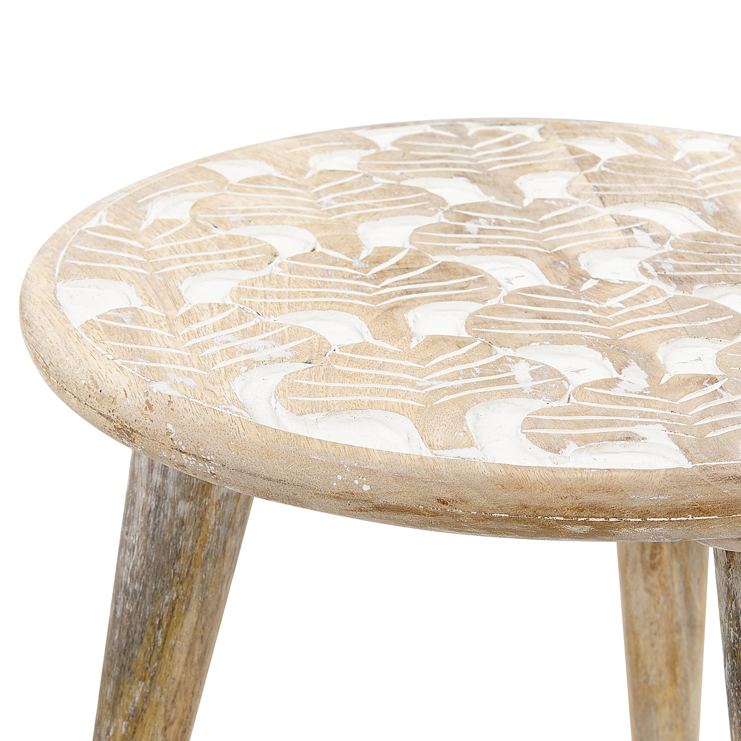 Nest Of 2 Side Tables Light Mango Wood Handmade Distressed