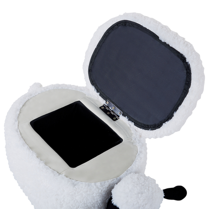 Kids Sheep Footstool With Storage White Faux Fur And Wooden Legs Plush Nursery Decor
