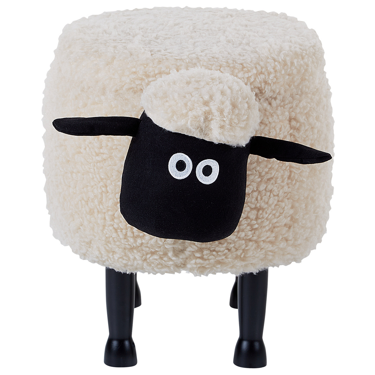 Beige Kids Faux Fur Animal Footstool With Storage
