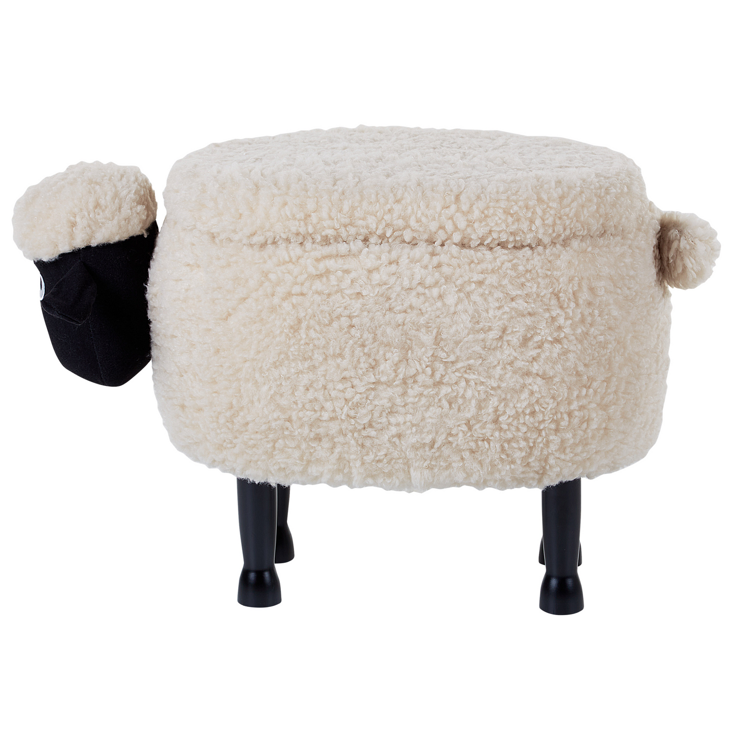 Beige Kids Faux Fur Animal Footstool With Storage