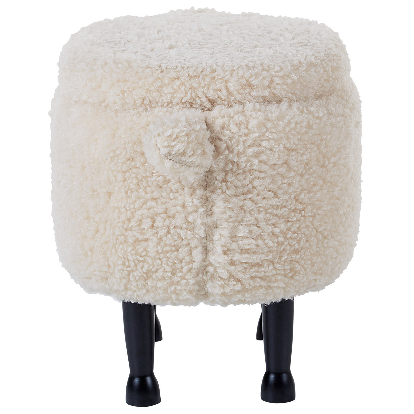 Beige Kids Faux Fur Animal Footstool With Storage
