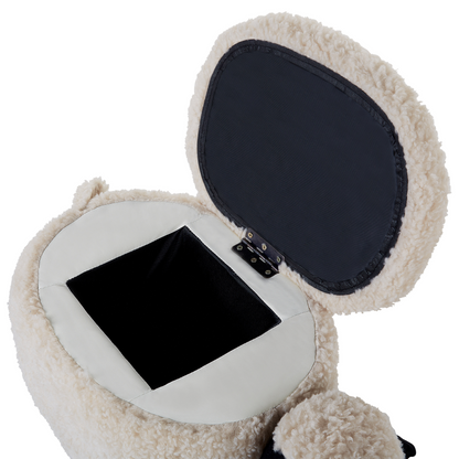 Beige Kids Faux Fur Animal Footstool With Storage