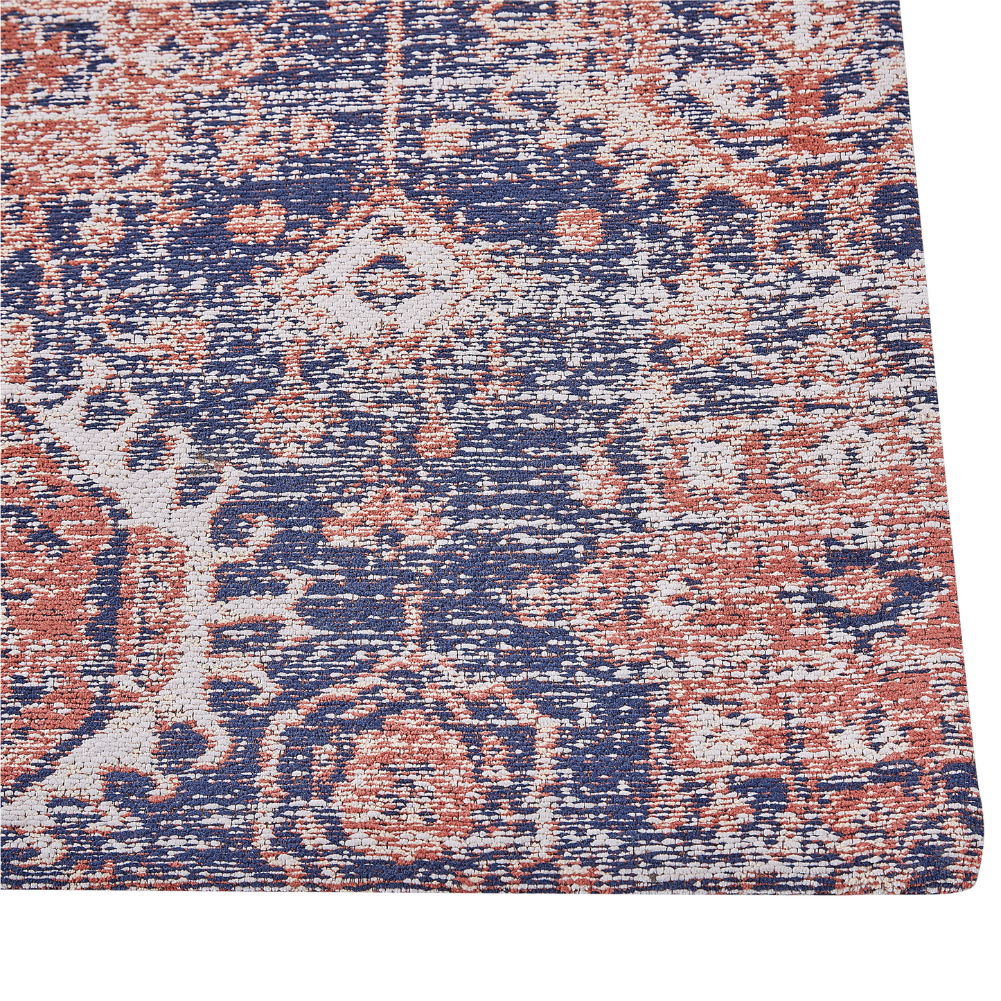 Runner Rug 80 x 300 Blue Red Cotton Oriental Boho