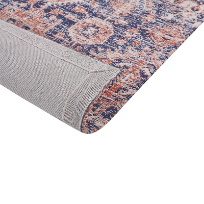 Runner Rug 80 x 300 Blue Red Cotton Oriental Boho