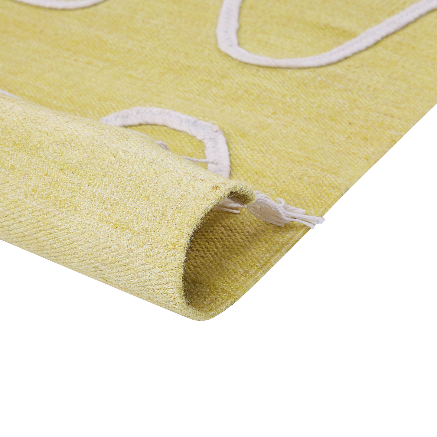 Area Handwoven Yellow Rug 80 x 150cm Boho Abstract Tassels