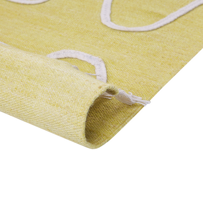 Area Handwoven Yellow Rug 80 x 150cm Boho Abstract Tassels