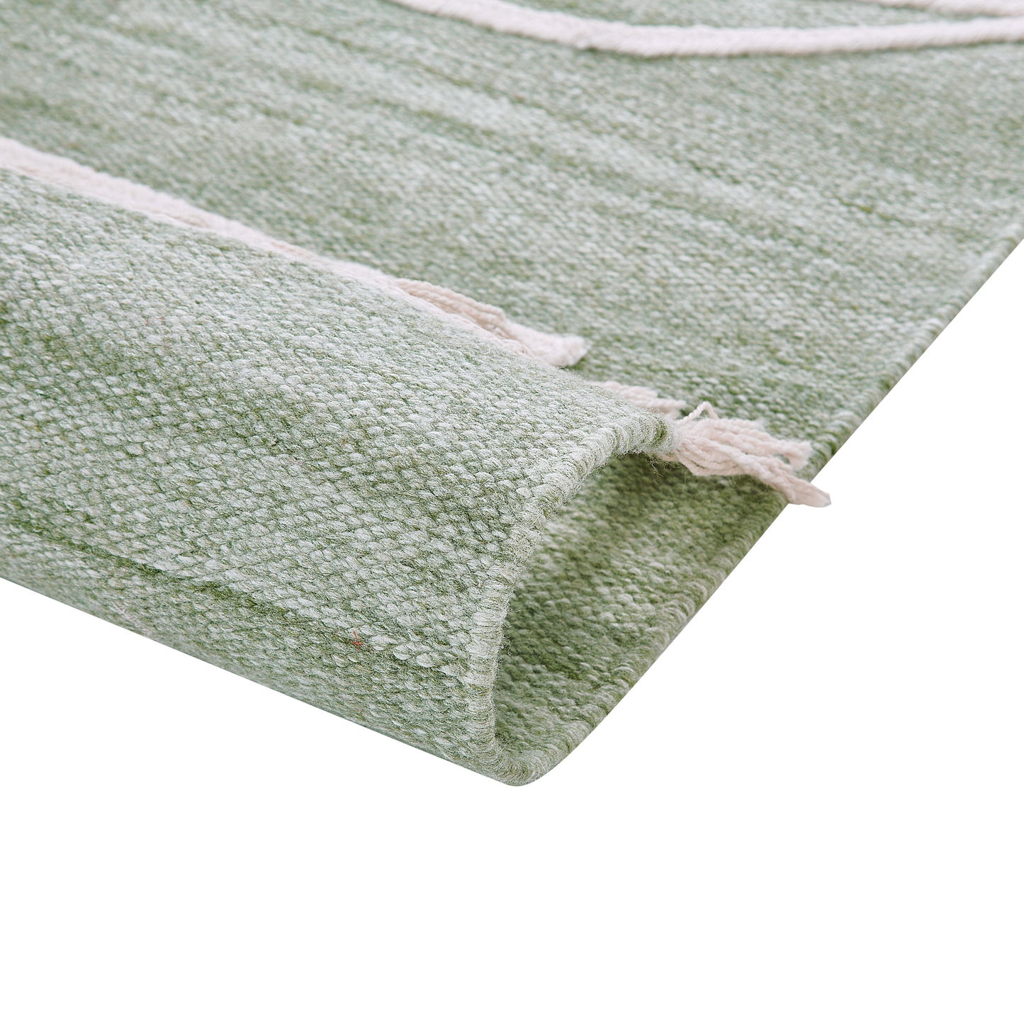 Area Handwoven Rug Light Green 80 x 150cm Rectangular With Tassels
