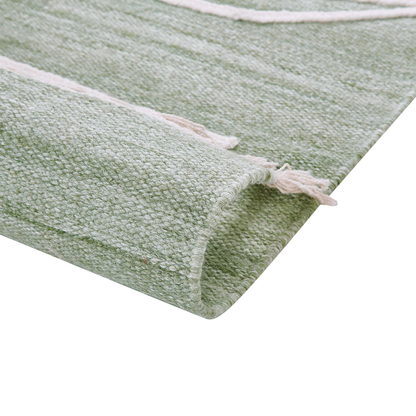 Area Handwoven Rug Light Green 80 x 150cm Rectangular With Tassels