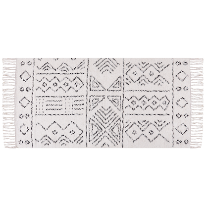 Wool Area Rug Aztec Off White Black 80 x 150cm