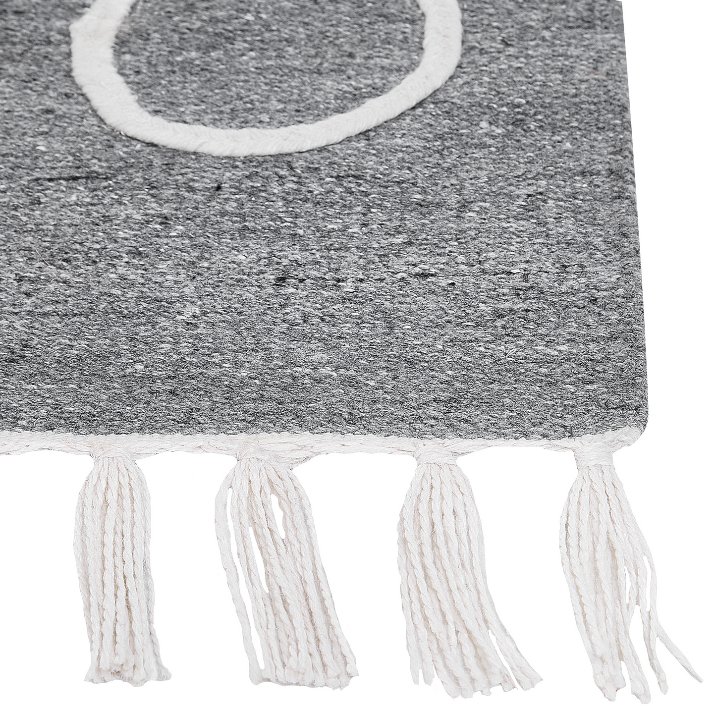 Area Handwoven Grey Rug 80 x 150cm With Tassels Boho Indoor Outdoor