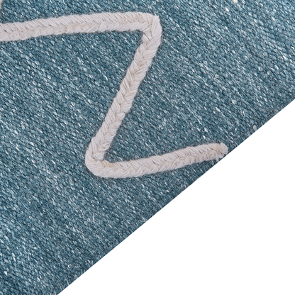 Area Handwoven Rug Blue Polyester 140 x 200cm Rectangle With Tassels Abstract Pattern Indoor Outdoor