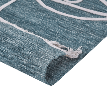 Area Handwoven Rug Blue 80 x 150cm With Tassels Boho Indoor Outdoor