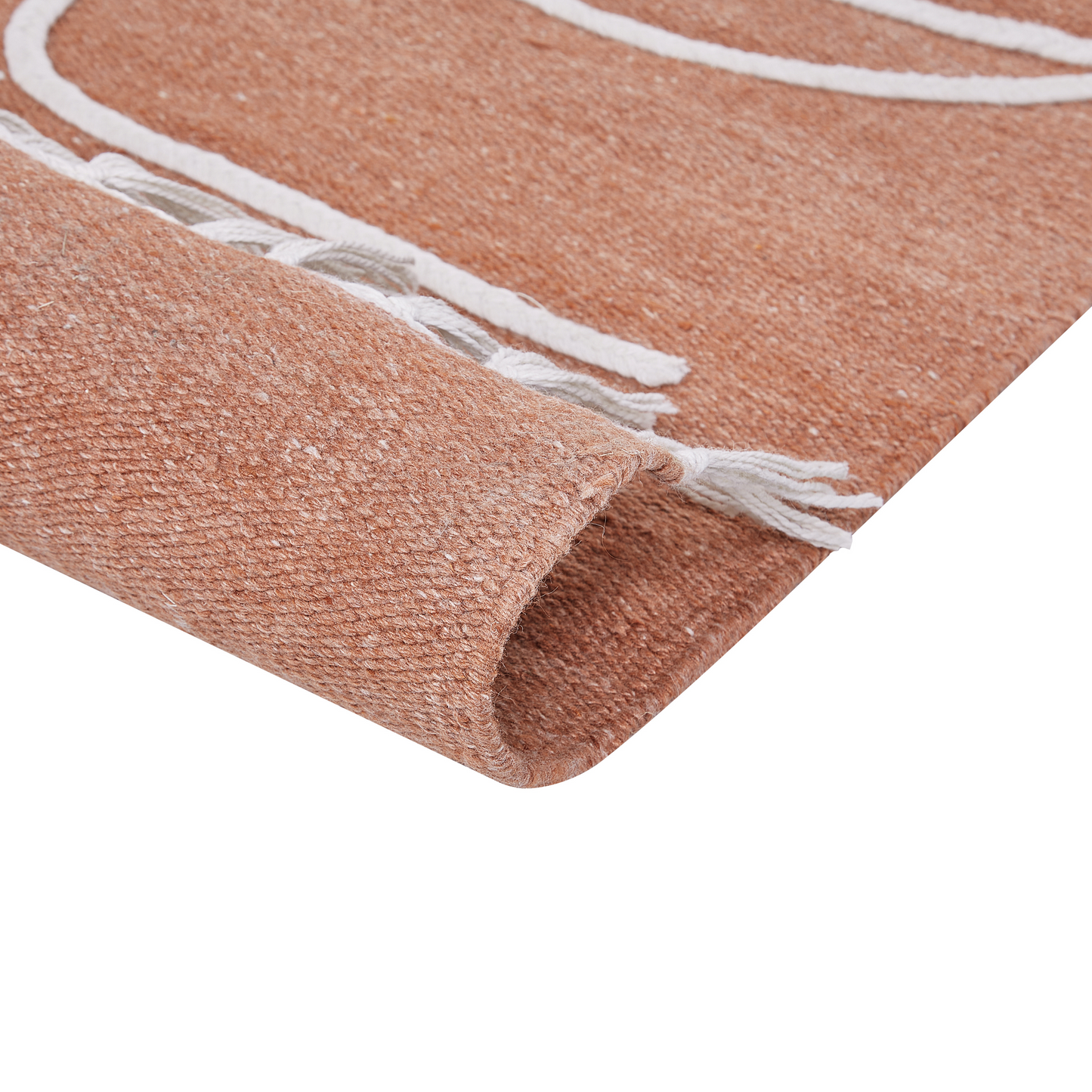 Area Handwoven Rug Light Red 80 x 150cm Abstract Tassel Indoor Outdoor