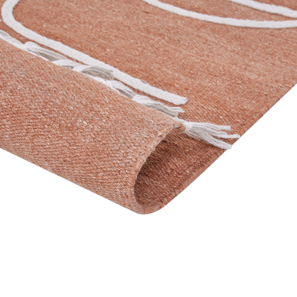 Area Handwoven Rug Light Red 80 x 150cm Abstract Tassel Indoor Outdoor