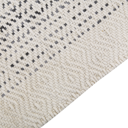 White and Grey Wool Cotton Rug 80 x 150cm Hand Woven Flat Weave Tassels