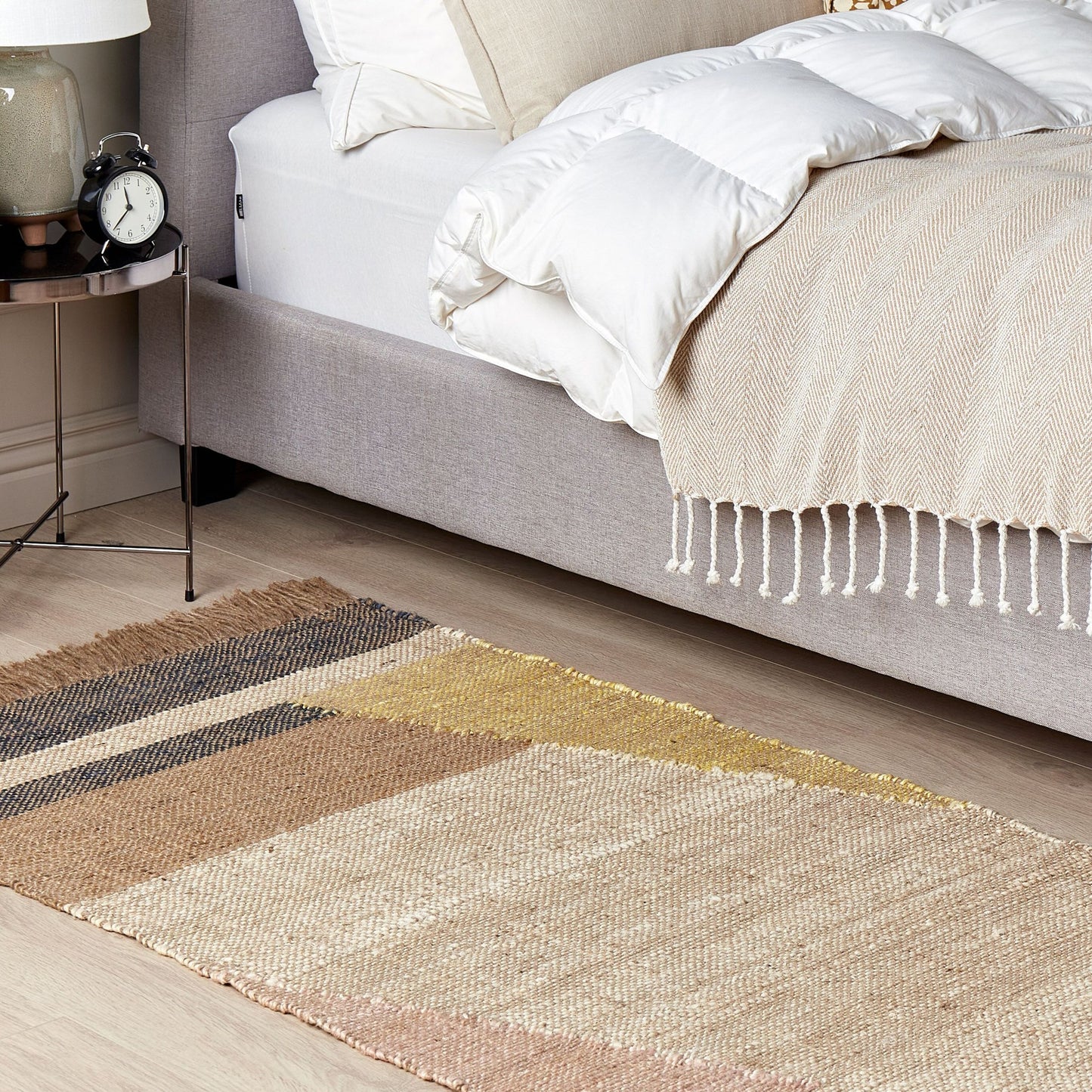 Jute Area Rug Brown Geometric 80 x 150 Centimeter