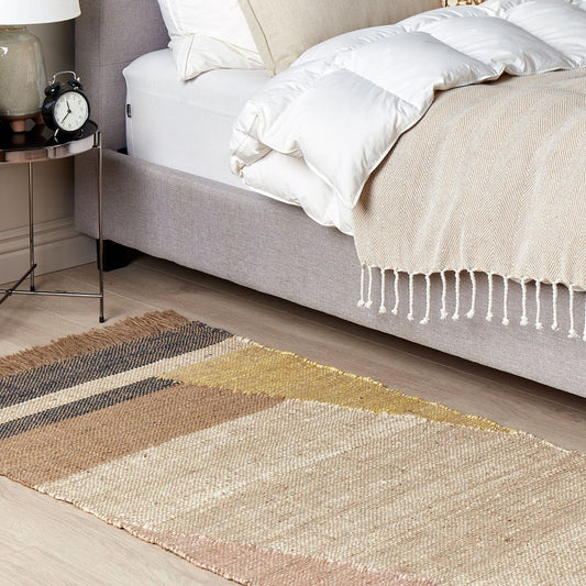 Jute Area Rug Brown Geometric 80 x 150 Centimeter
