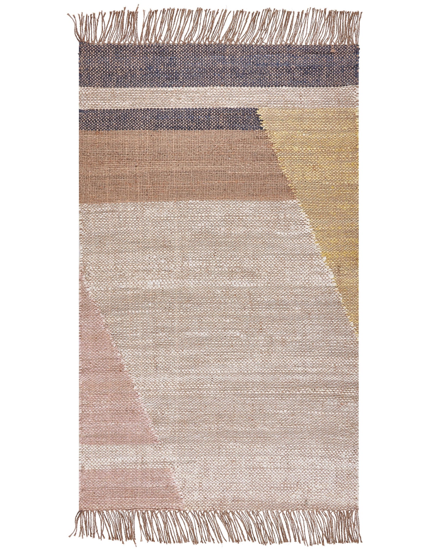 Jute Area Rug Brown Geometric 80 x 150 Centimeter