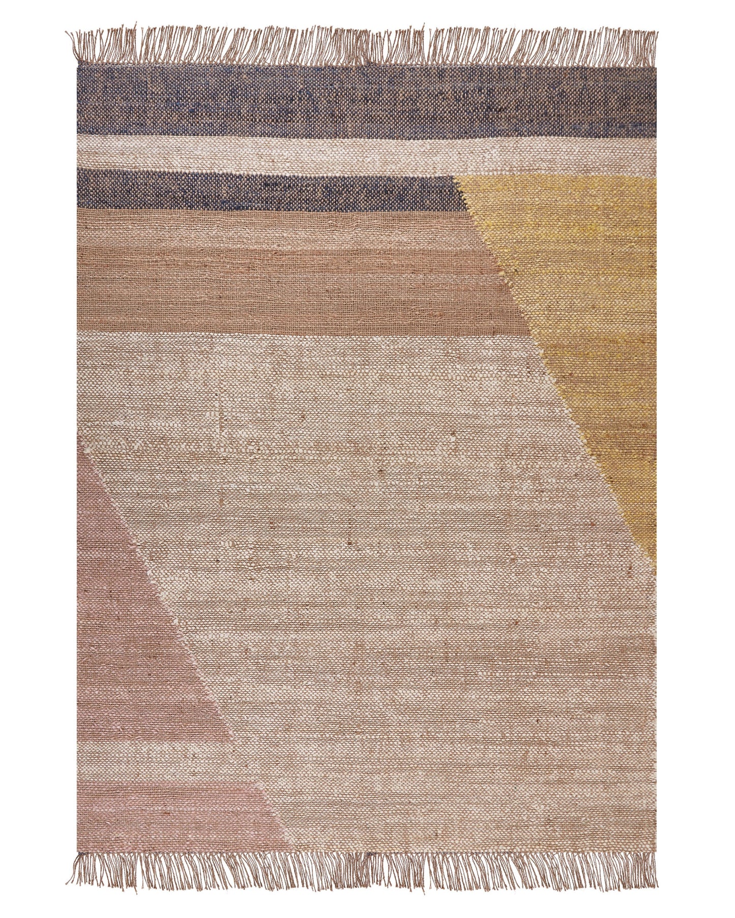 Jute Geometric Area Rug 140 x 200cm Brown Rustic Boho