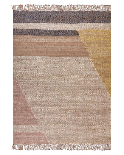 Jute Geometric Area Rug 140 x 200cm Brown Rustic Boho