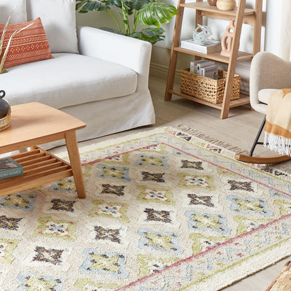 Handwoven Multicolour Jute Rug 140 x 200cm With Tassels