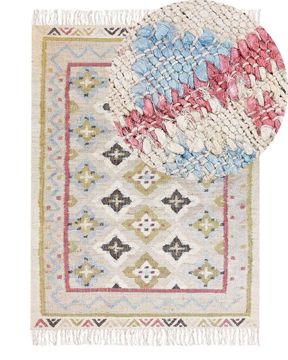Handwoven Multicolour Jute Rug 140 x 200cm With Tassels