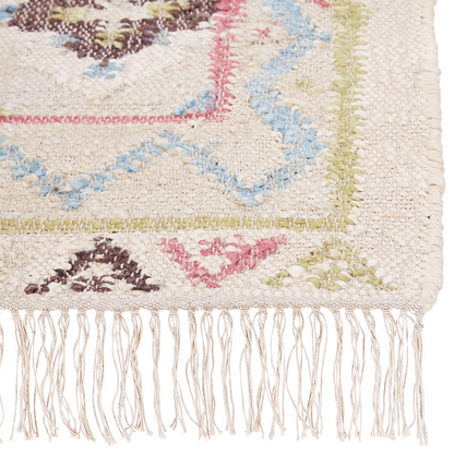 Handwoven Multicolour Jute Rug 140 x 200cm With Tassels