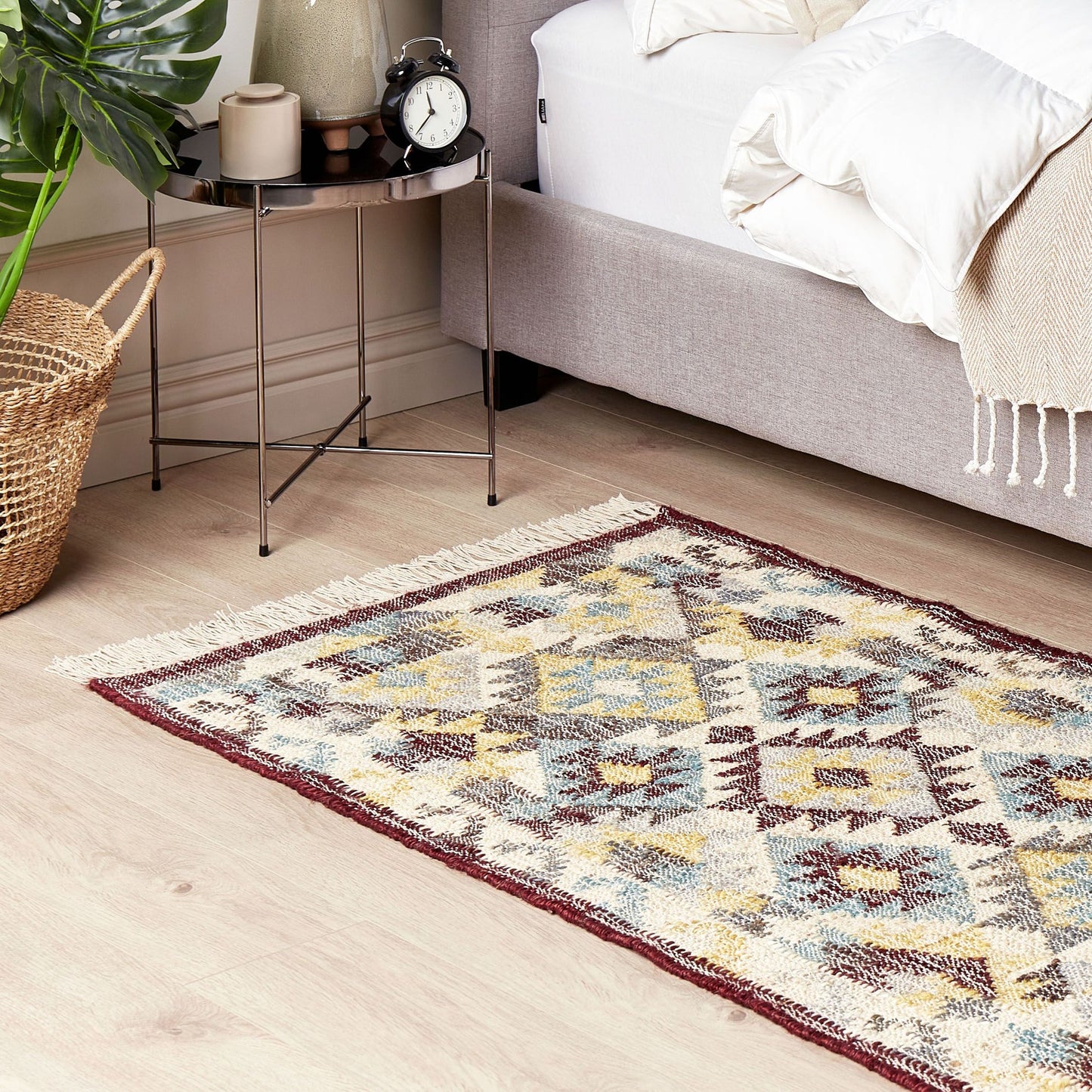 Multicolour Jute Area Rug 80 x 150cm Handwoven Tassels Boho Style