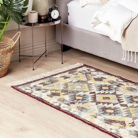 Multicolour Jute Area Rug 80 x 150cm Handwoven Tassels Boho Style