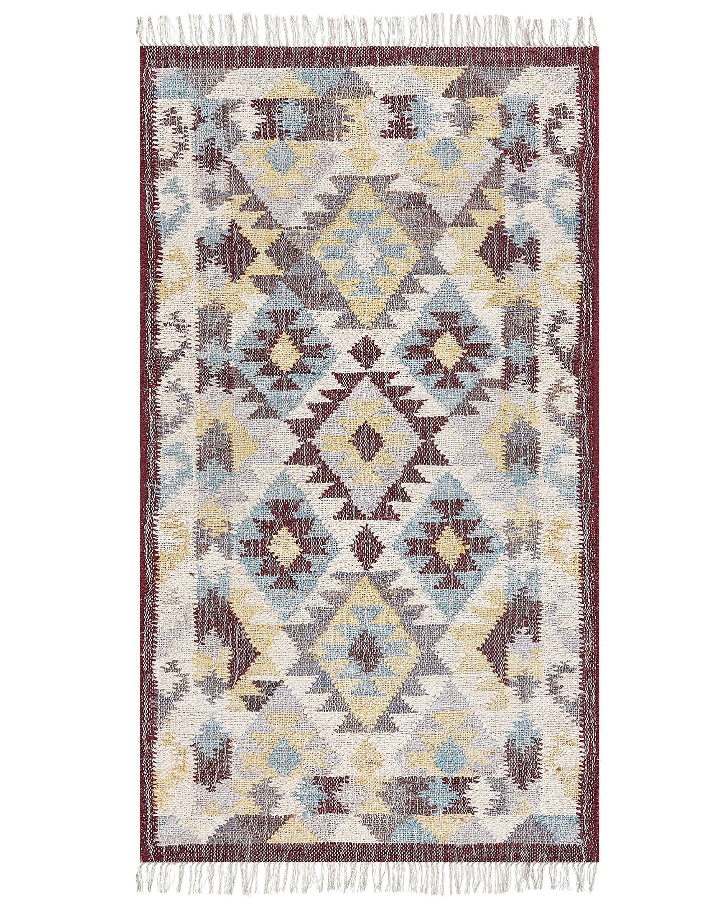 Multicolour Jute Area Rug 80 x 150cm Handwoven Tassels Boho Style