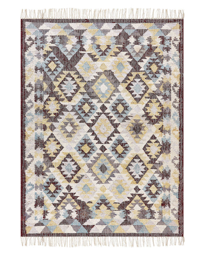 Handwoven Multicolor Jute Area Rug 140 x 200cm Tassels Boho Living Room And Bedroom