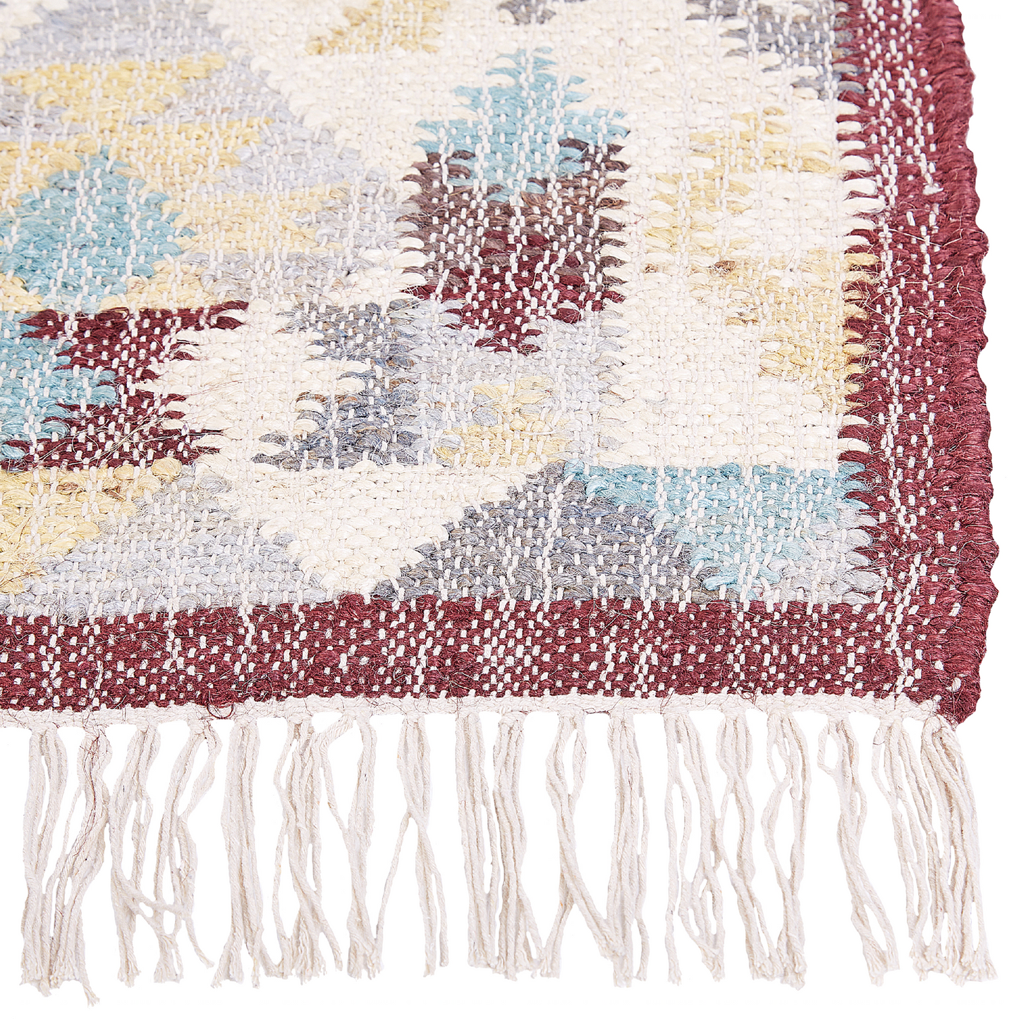 Handwoven Multicolor Jute Area Rug 140 x 200cm Tassels Boho Living Room And Bedroom