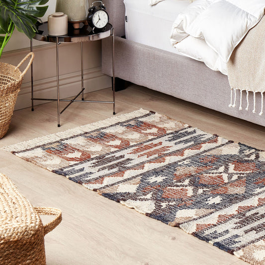 Multicolour Jute Rug 80 x 150cm Handwoven Tassels