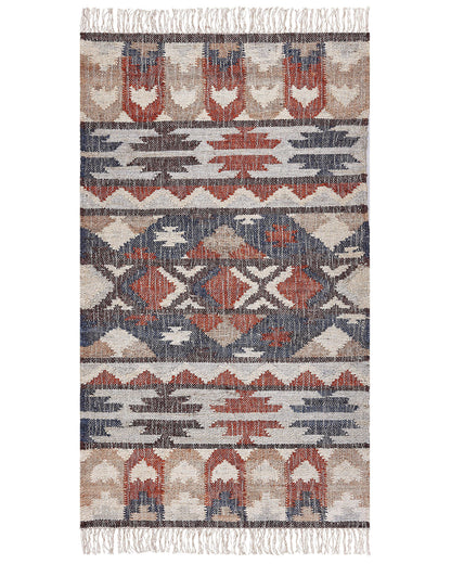 Multicolour Jute Rug 80 x 150cm Handwoven Tassels