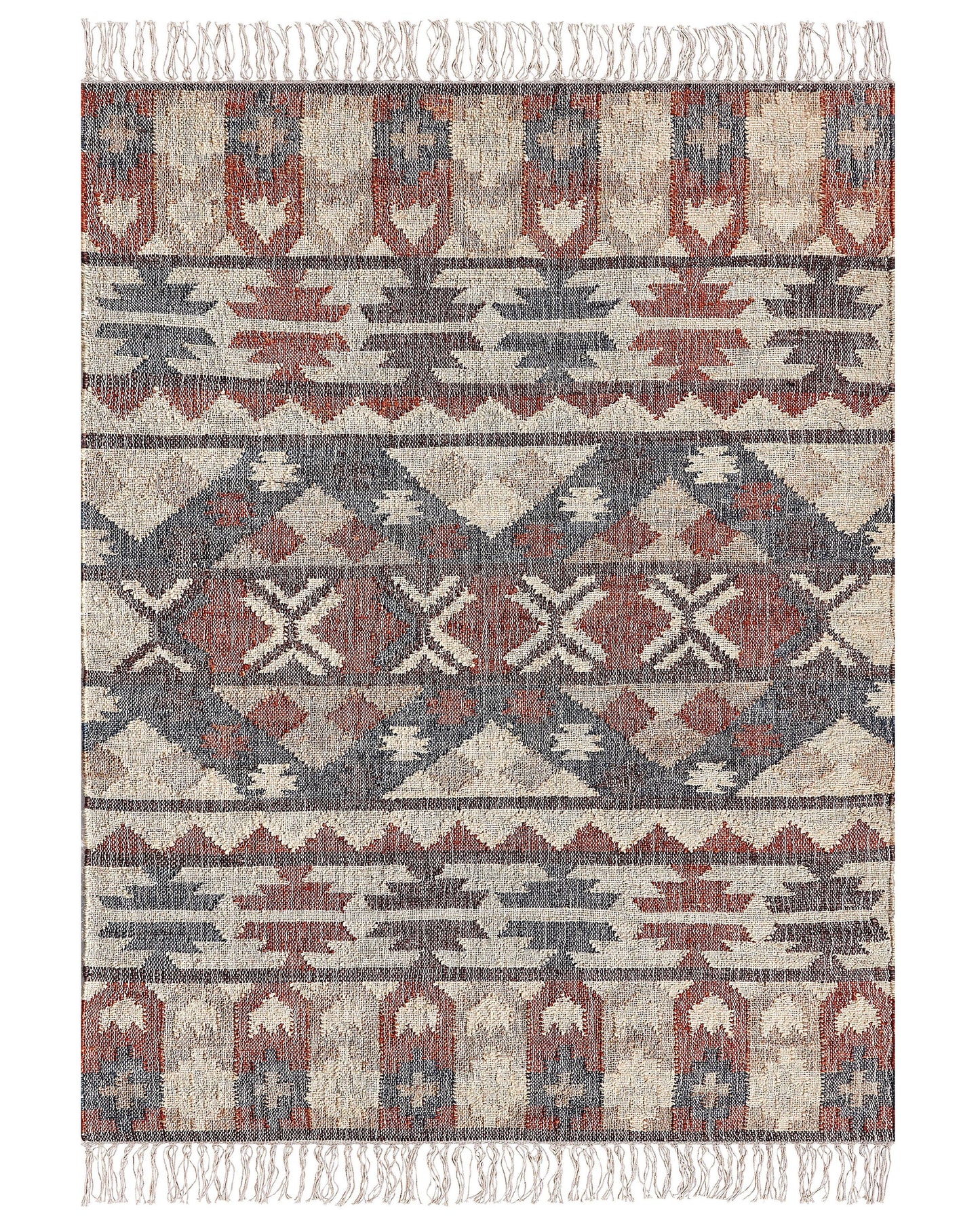 Handwoven Boho Area Rug 140 x 200 Multicolour Jute Tassels