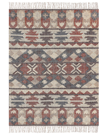 Handwoven Boho Area Rug 140 x 200 Multicolour Jute Tassels