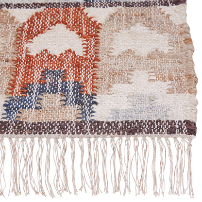 Handwoven Boho Area Rug 140 x 200 Multicolour Jute Tassels