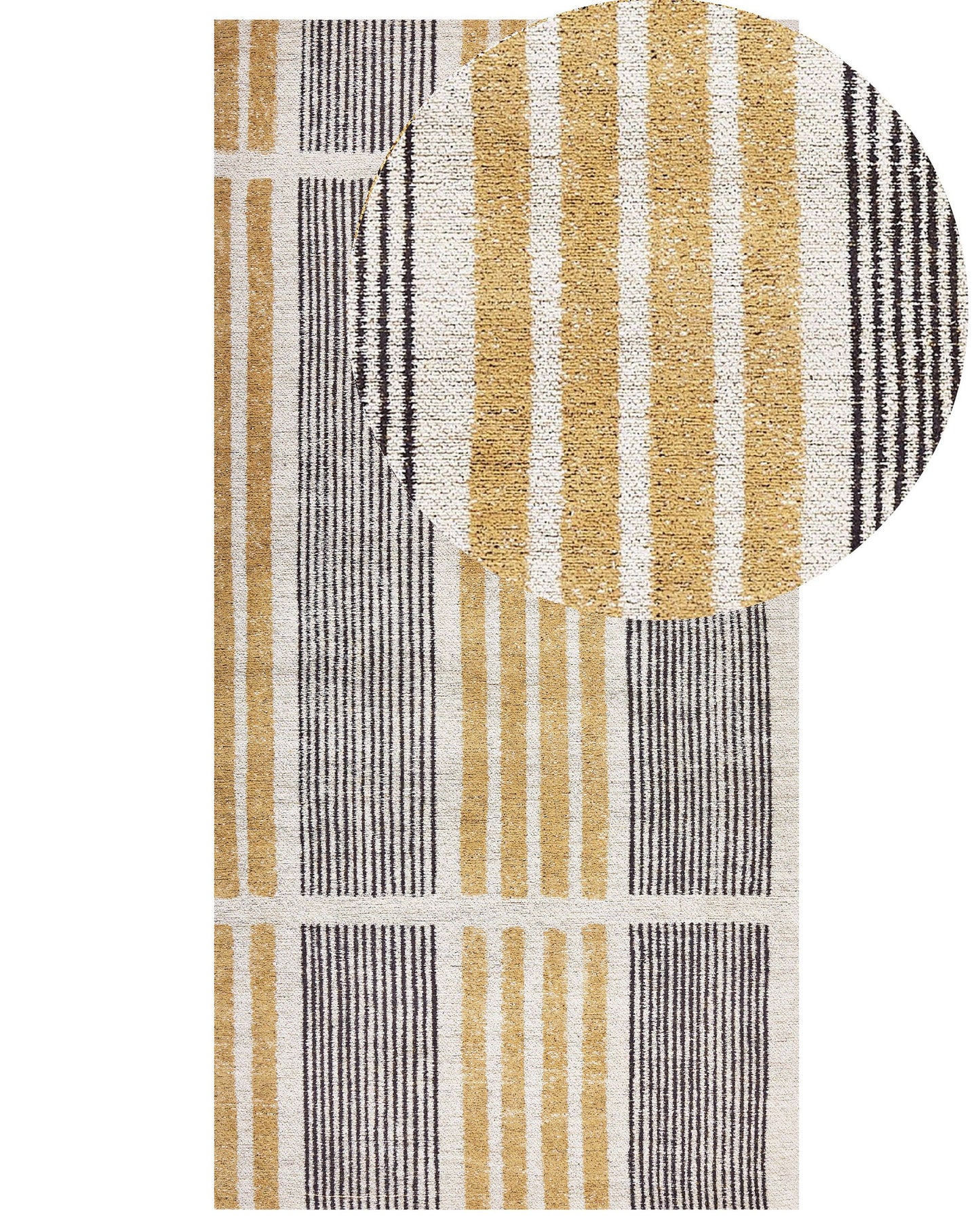 Cotton Jacquard Area Rug 80 x 150 Yellow Black Stripe