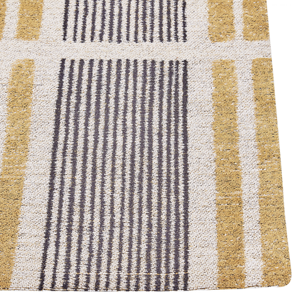 Cotton Jacquard Area Rug 80 x 150 Yellow Black Stripe