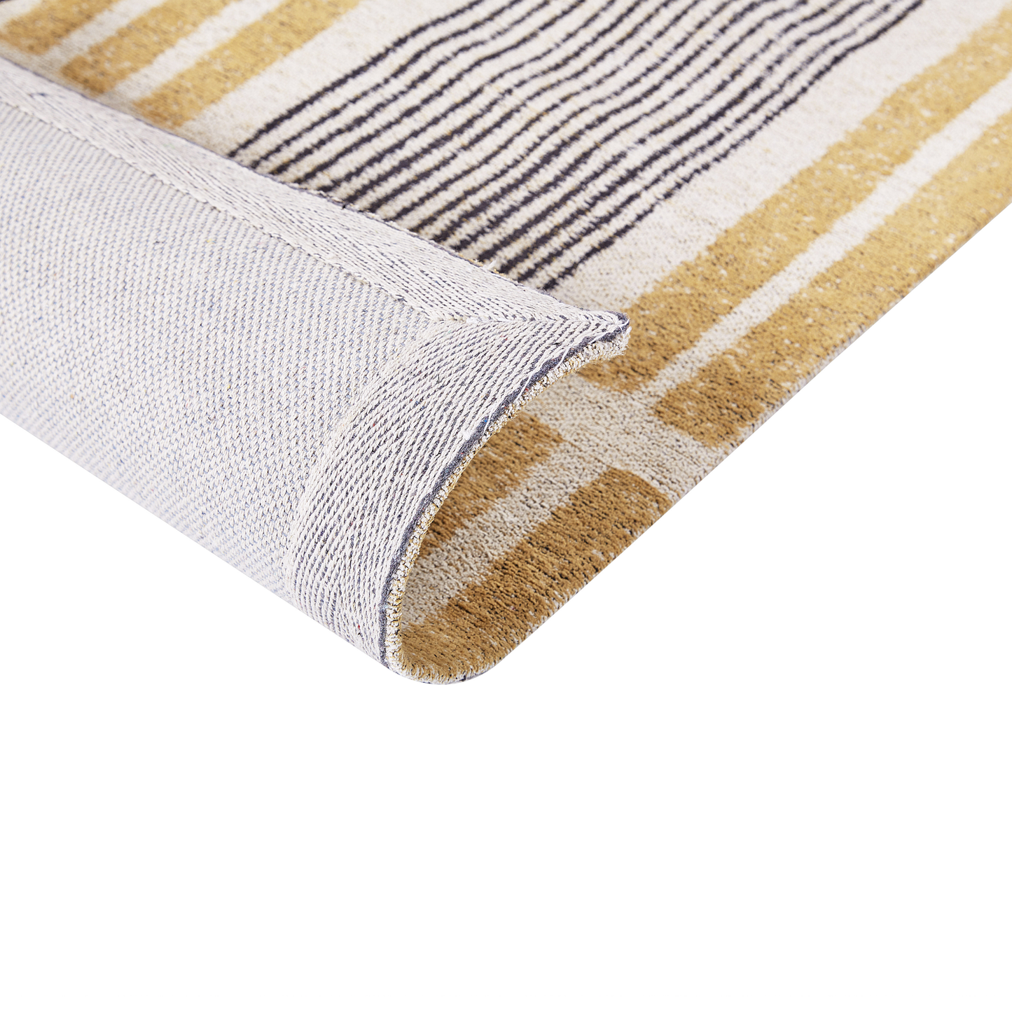 Cotton Jacquard Area Rug 80 x 150 Yellow Black Stripe