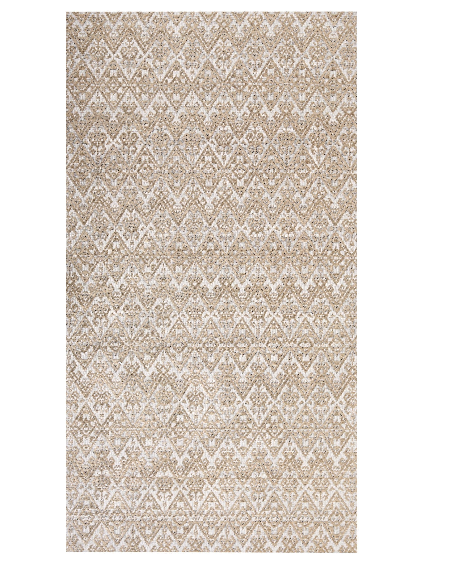 Beige Jute Area Rug 80 x 150cm Geometric Flat Weave For Bedroom And Living Room
