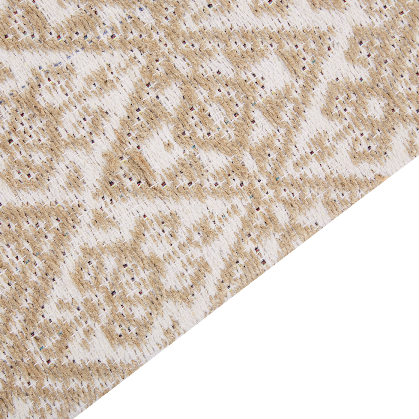 Beige Jute Area Rug 80 x 150cm Geometric Flat Weave For Bedroom And Living Room