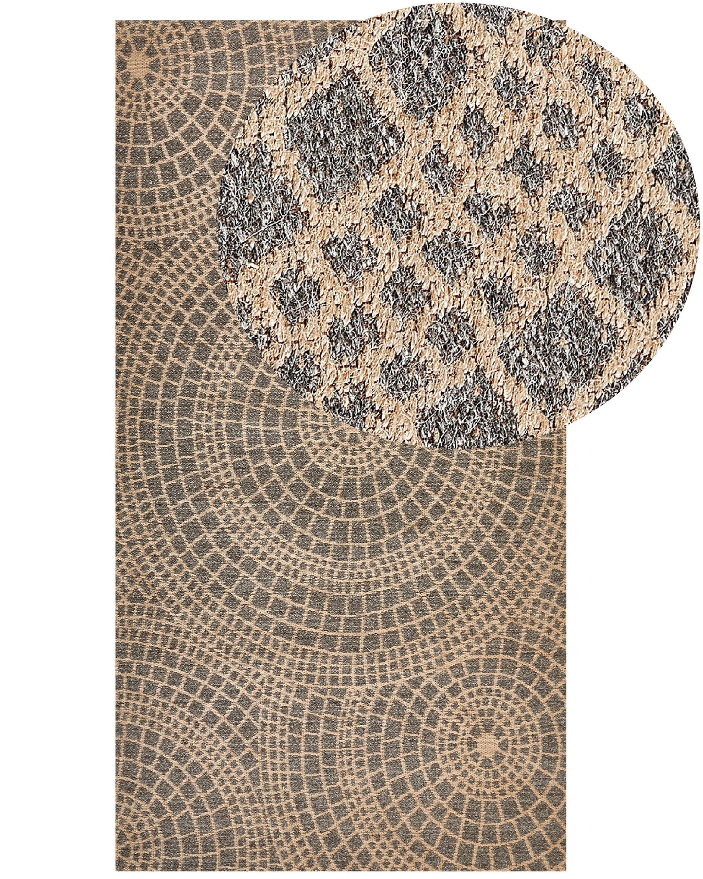 Beige Grey Jute Area Rug 80 x 150cm Geometric Flatweave Boho