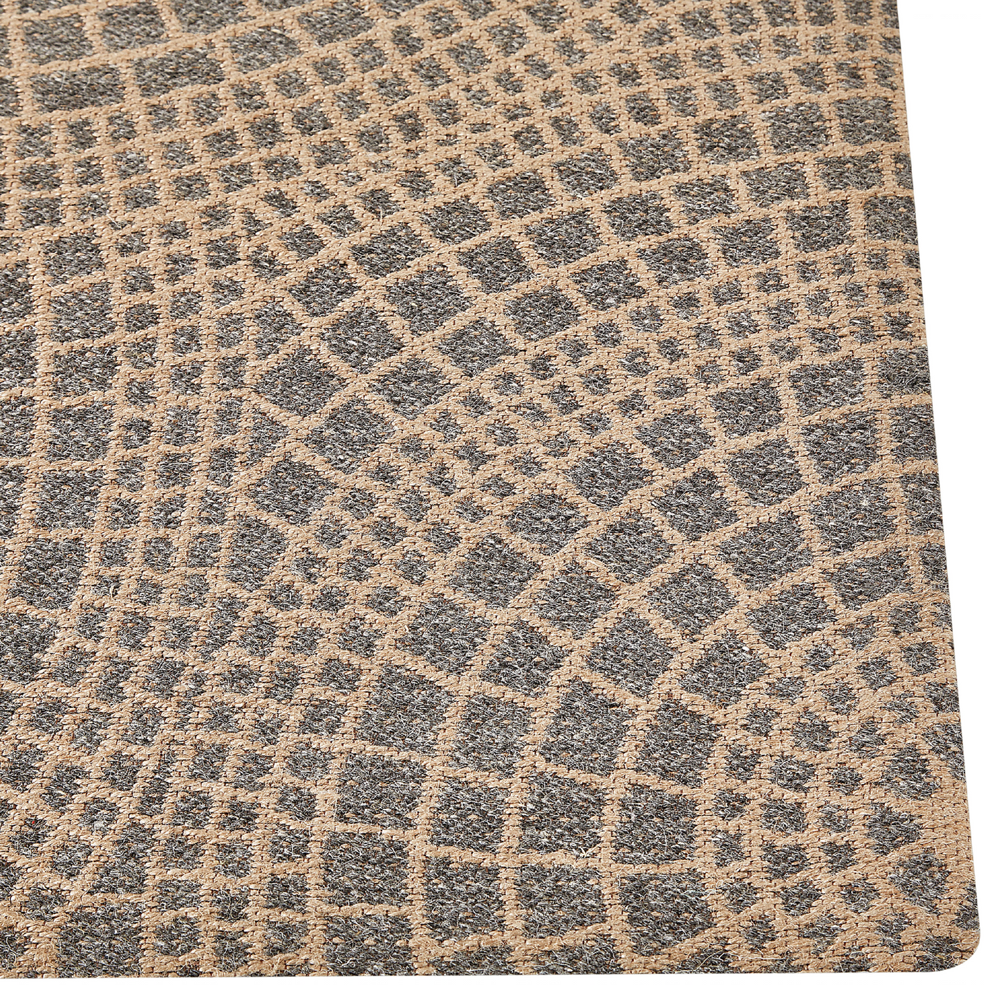 Beige Grey Jute Area Rug 80 x 150cm Geometric Flatweave Boho