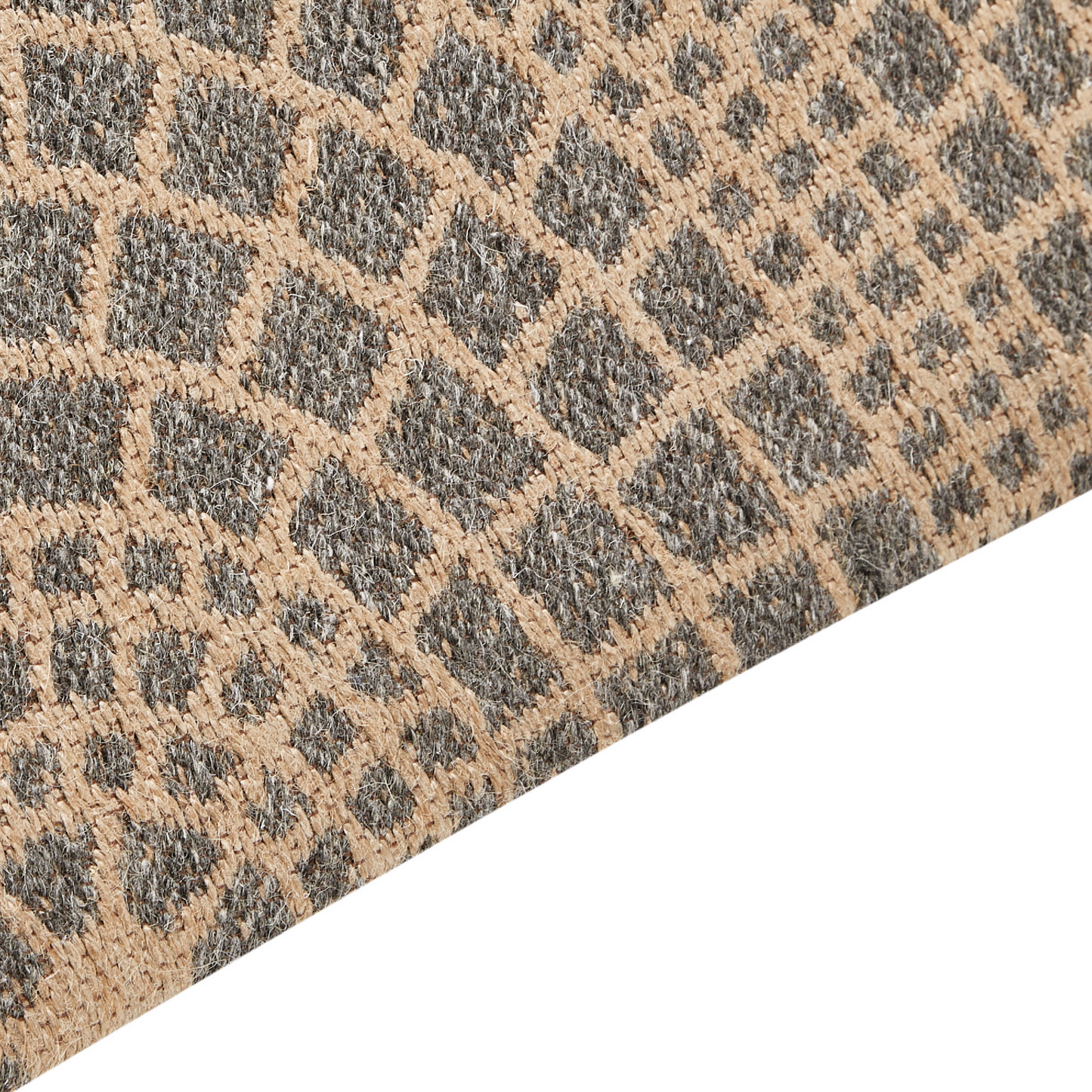 Beige Grey Jute Area Rug 80 x 150cm Geometric Flatweave Boho