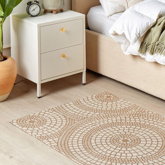 Jute Area Rug 80 x 150cm Beige White Geometric Flat Weave Boho